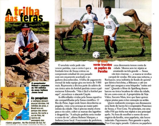 Jurassic Sousa: matéria sobre o clube da Paraíba em 1995 - PLACAR