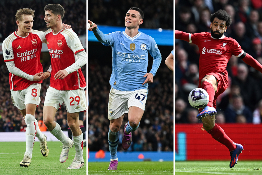 Arsenal, City e Liverpool travam disputa acirrada pelo título da competição nacional - Montagem sobre AFP