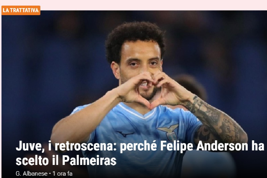 Felipe Anderson: imprensa italiana destaca 'chapéu' do Palmeiras sobre a Juventus