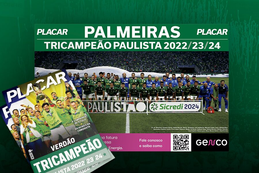 Baixe e compre o pôster PLACAR do Palmeiras campeão paulista de 2024