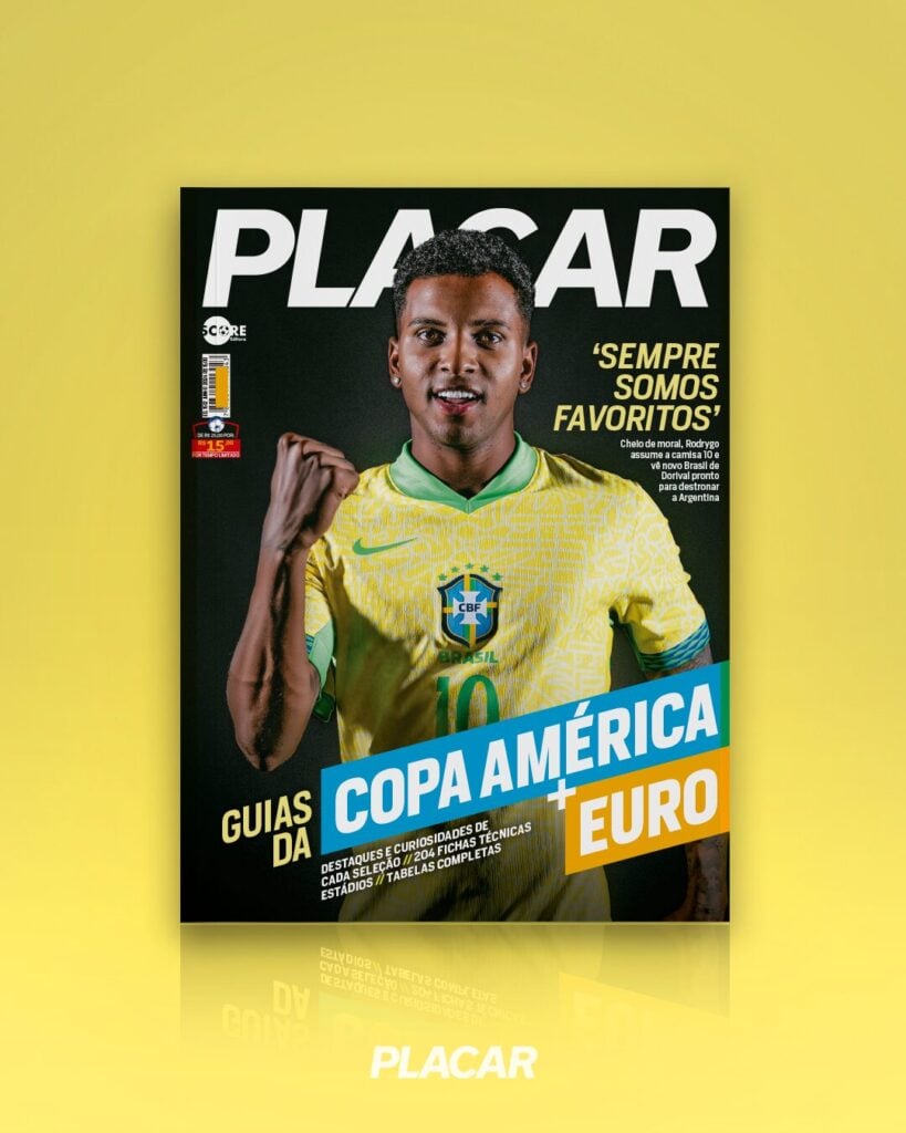 Capa da PLACAR de junho - Guia da Copa América e da Euro, com Rodrygo