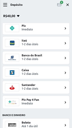 métodos de depósito da Betano