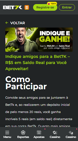 oferta de indicação bet7k