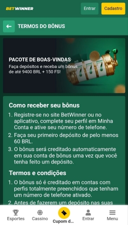 Betwinner pacote de bonus
