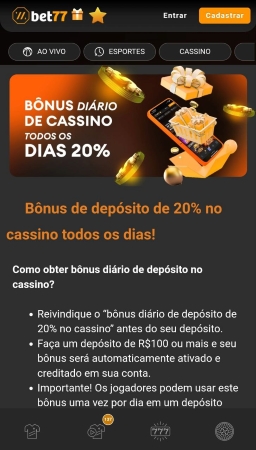Bet77 bônus diário
