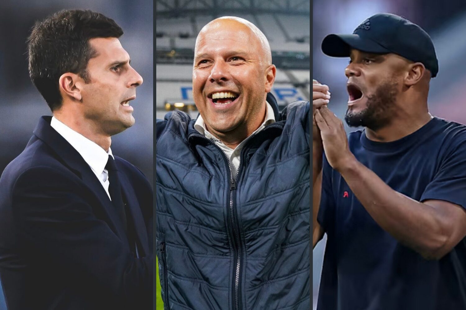 Thiago Motta, Arne Slot, Vincent Kompany - Montagem sobre Divulgação