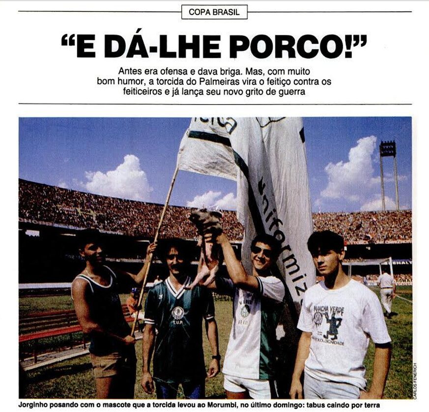 Edição de 10 de novembro de 1986 exaltou porco como mascote do Palmeiras - Reprodução/PLACAR