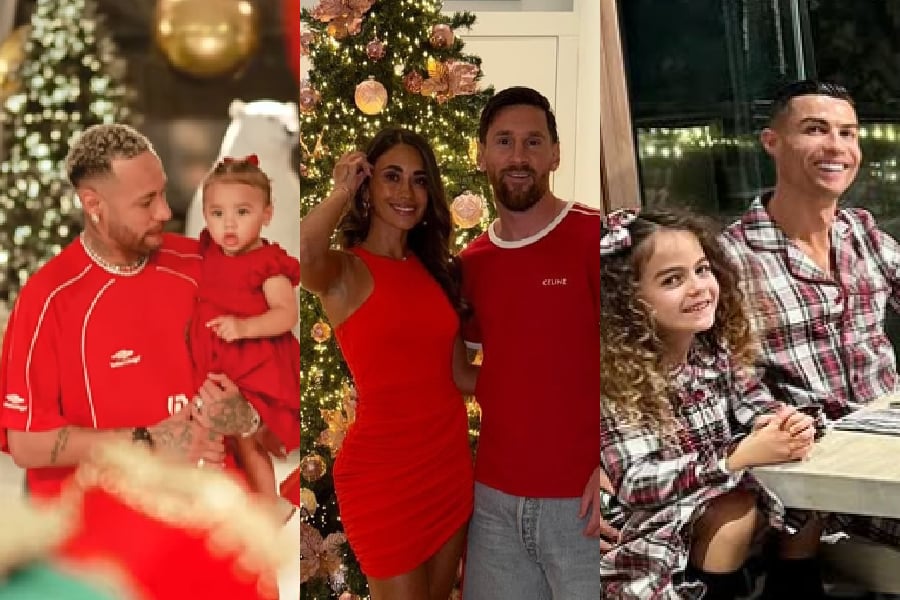 Neymar, Messi e Cristiano durante a noite de Natal - Reprodução/Instagram