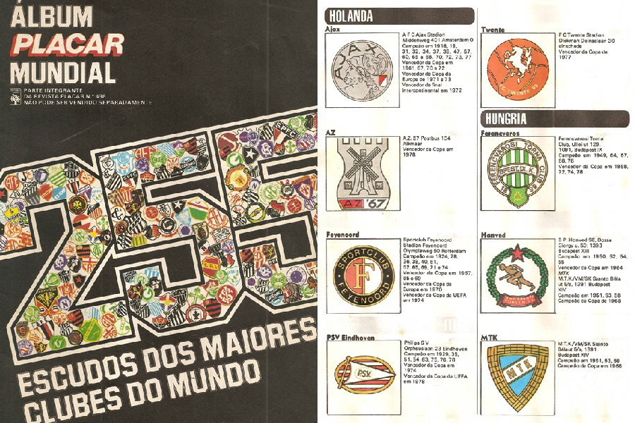 Há 45 anos, PLACAR apresentou escudos dos maiores clubes do mundo