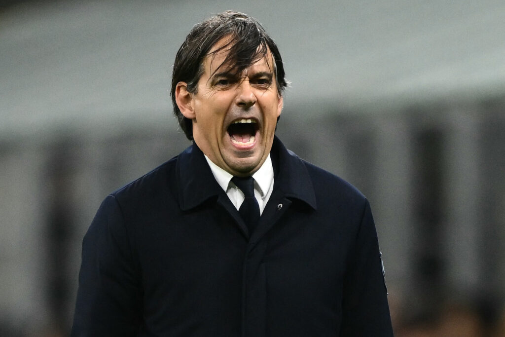 Simone Inzaghi comemora a classificação da Inter às semis da Champions - Marco Bertorello/AFP