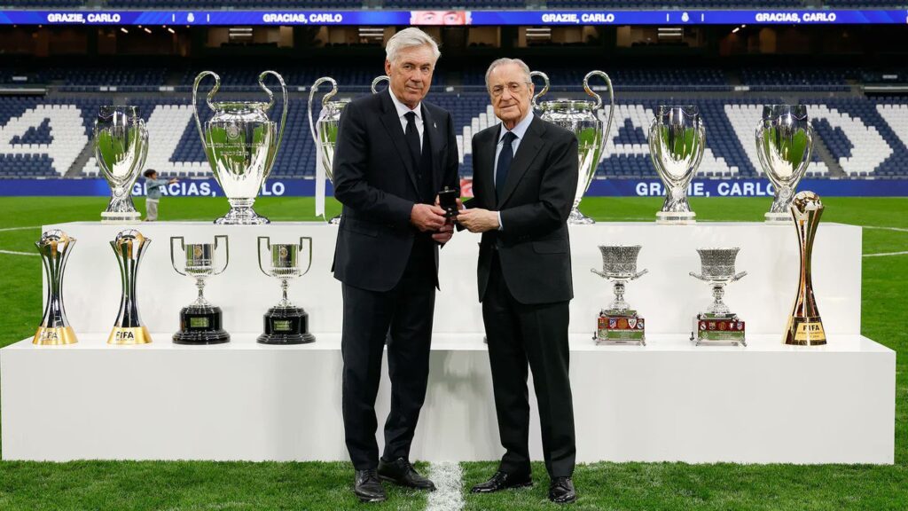 Carlo Ancelotti e Florentino Pérez, presidente do Real Madrid, cultivam amizade - Real Madrid/Divulgação
