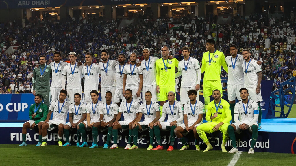 Elenco do Palmeiras, vice-campeão mundial de 2021, diante do Chelsea - Fabio Menotti/Palmeiras