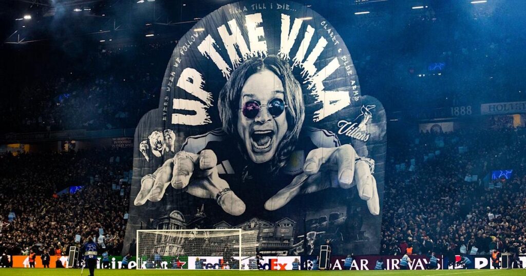Mosaico para Ozzy na torcida do Aston Villa, em Birmimgham - Divulgação/AVFC