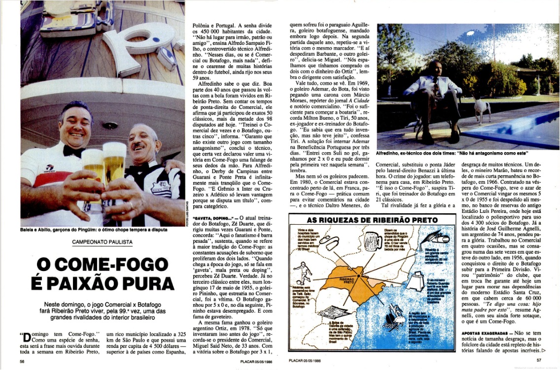 Reportagem sobre o Come-Fogo na PLACAR em 1986