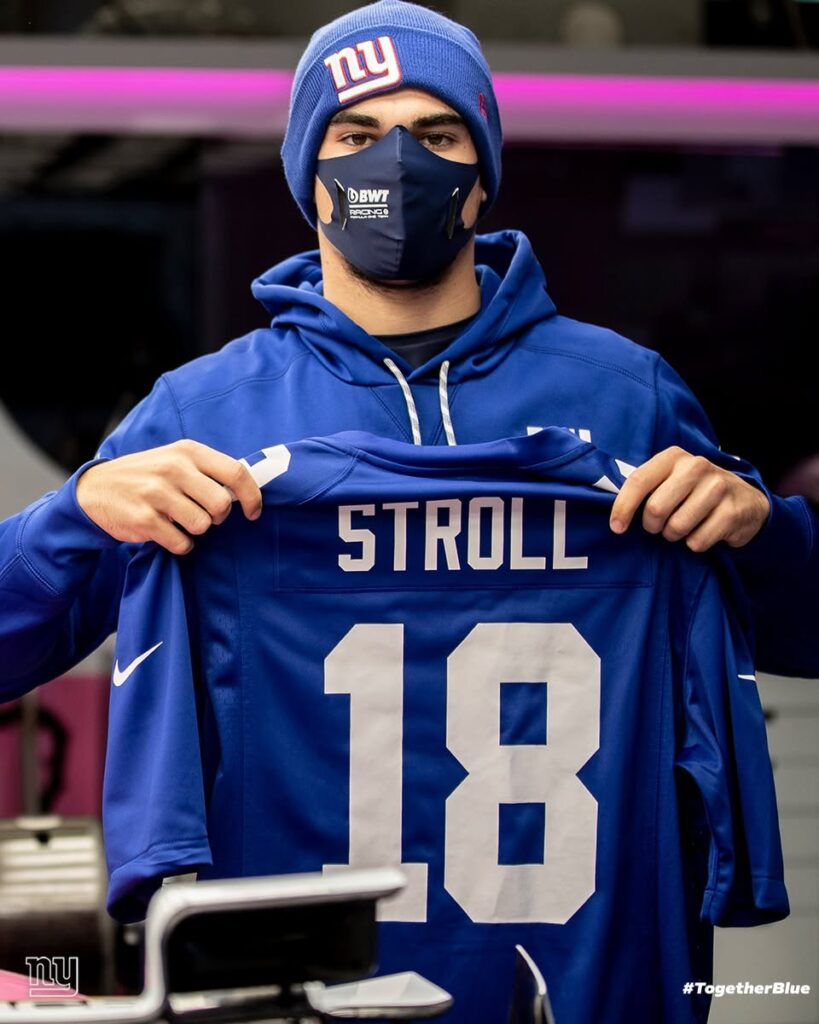 Stroll com uma camisa do Giants - Divulgação Giants